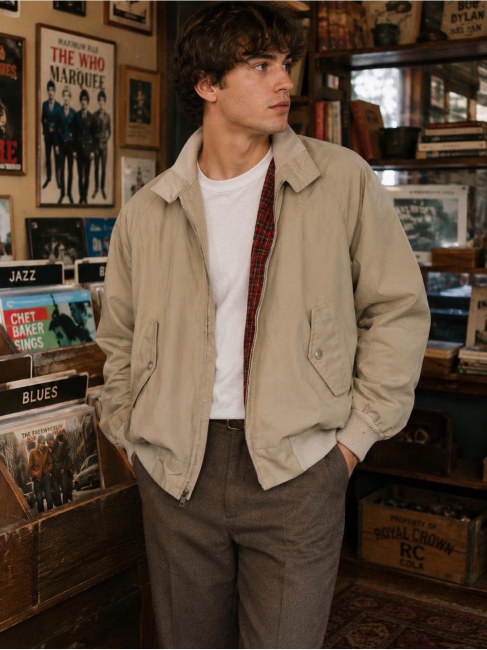 Vintage Montgomery Ward Tan Plaid Lined Harrington Jacket Mens M/L Grandpa Core